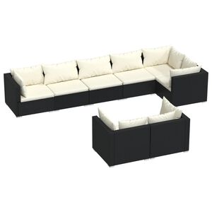 vidaXL Salon de jardin 8 pcs avec coussins noir r&eacute;sine tress&eacute;e