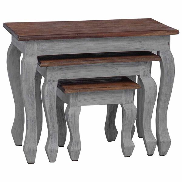 vidaXL Ensemble de tables gigognes 3 pcs bois d'acajou massif