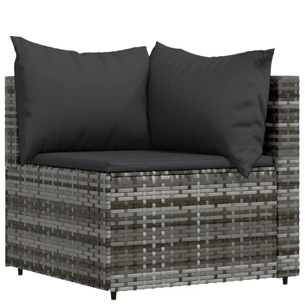 vidaXL Salon de jardin 3 pcs avec coussins Gris R&eacute;sine tress&eacute;e