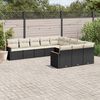 vidaXL Salon de jardin 11 pcs avec coussins noir r&eacute;sine tress&eacute;e