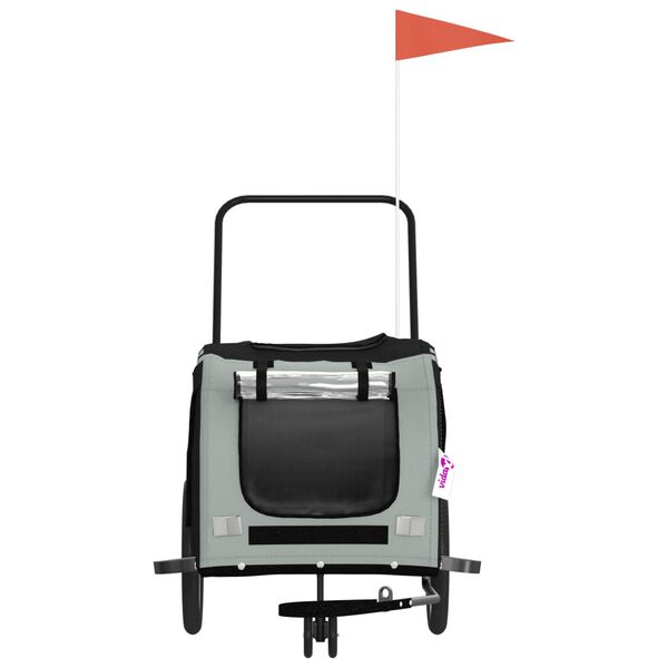 vidaXL Remorque de v&eacute;lo pour animaux de compagnie gris et noir