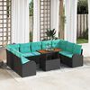 vidaXL Ensemble de canap&eacute; de jardin 10 pcs Noir Poly rotin