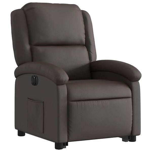 vidaXL Fauteuil inclinable électrique marron foncé cuir véritable