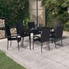 vidaXL Ensemble &agrave; manger de jardin 7 pcs Noir