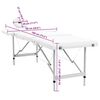 vidaXL Table pliable de massage Blanc crème 4 zones au cadre aluminium