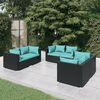 vidaXL Salon de jardin 6 pcs avec coussins R&eacute;sine tress&eacute;e Noir