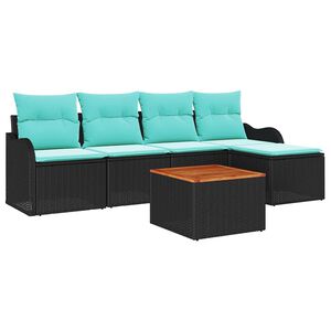 vidaXL Ensemble de canapé de jardin 6 pcs Noir Poly rotin