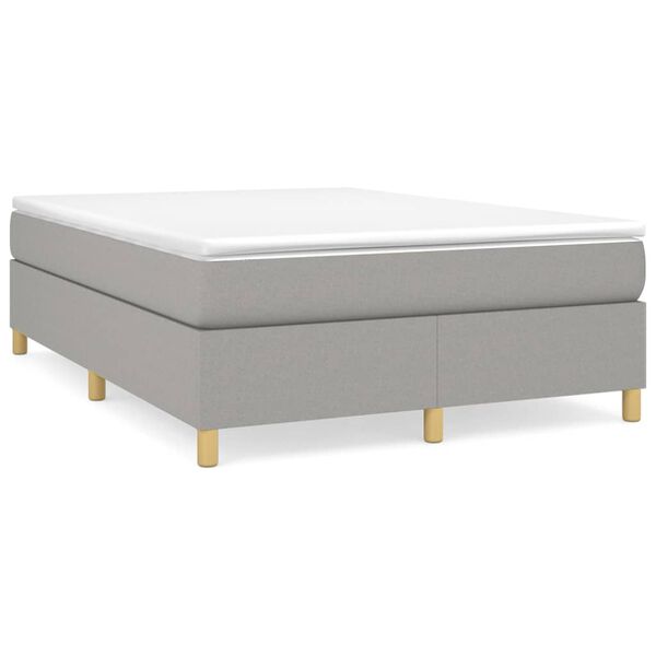 vidaXL Sommier &agrave; lattes de lit et matelas gris clair 137x190 cm tissu