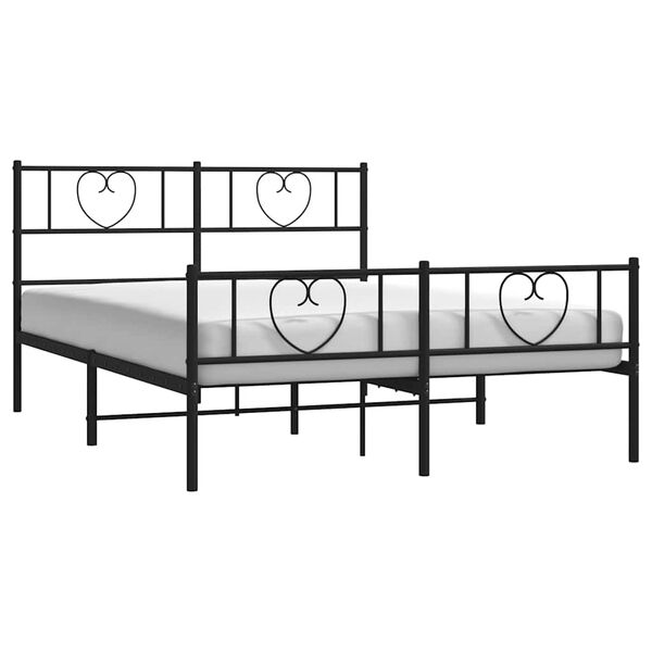 vidaXL Cadre de lit métal sans matelas avec pied de lit noir 135x190cm