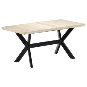 vidaXL Table &agrave; manger Blanc 160x80x75 cm Bois de manguier massif