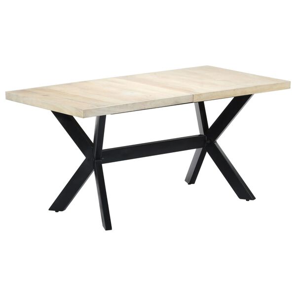 vidaXL Table &agrave; manger Blanc 160x80x75 cm Bois de manguier massif