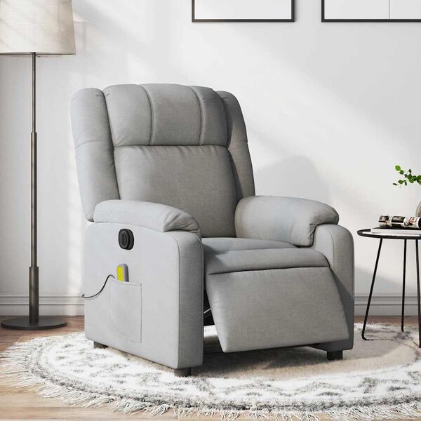 vidaXL Fauteuil inclinable de massage &eacute;lectrique gris clair tissu