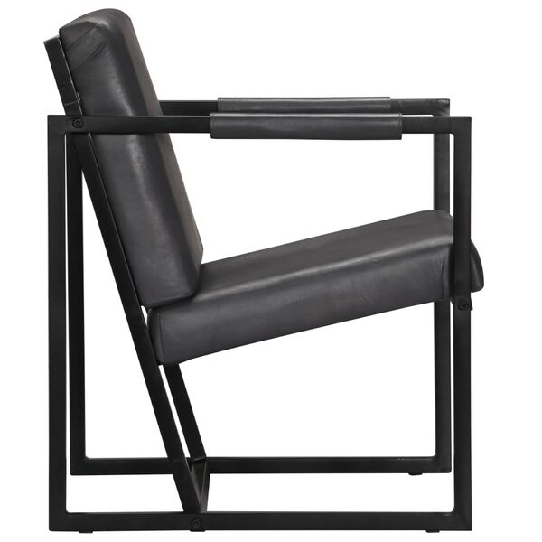 vidaXL Fauteuil gris cuir v&eacute;ritable