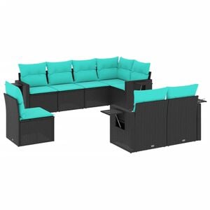 vidaXL Salon de jardin 8 pcs avec coussins noir r&eacute;sine tress&eacute;e