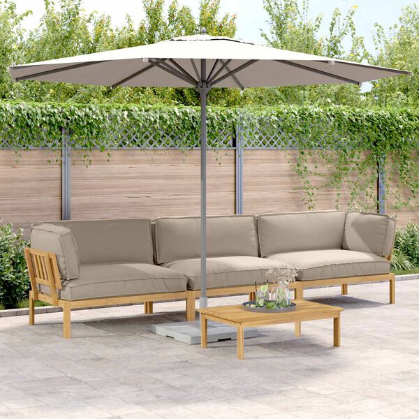 vidaXL Ensemble de Canap&eacute;s Uni 4 pcs Taupe Bois d'Acacia Massif