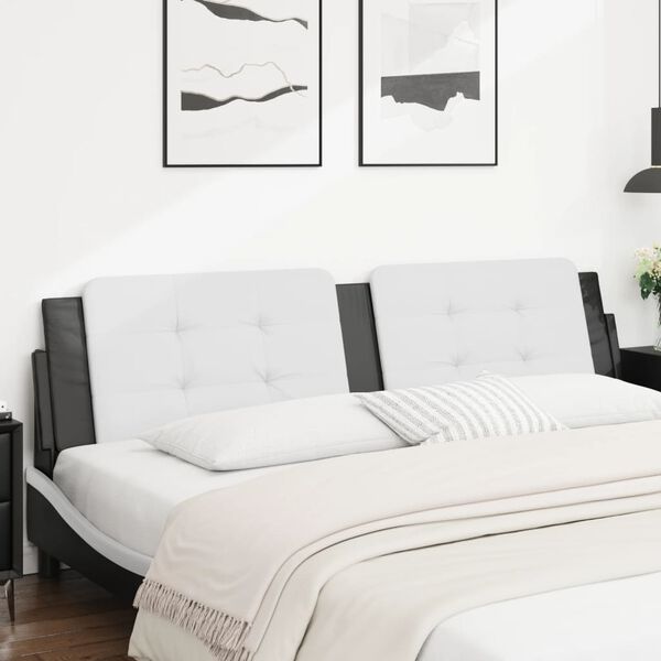 vidaXL Coussin de tête de lit Zadar blanc et noir 193 cm similicuir