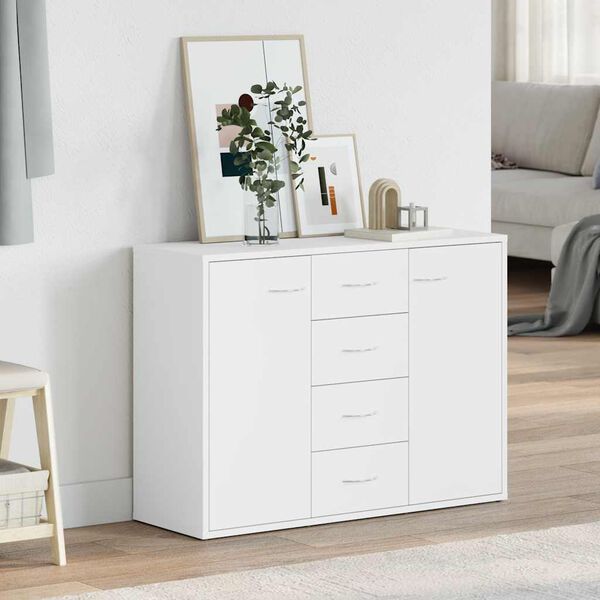 vidaXL Buffet Blanc 88x30x65 cm Bois d'ing&eacute;nierie