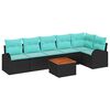 vidaXL Ensemble de canapé de jardin 7 pcs Noir et turquoise