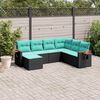 vidaXL Salon de jardin 7 pcs avec coussins noir r&eacute;sine tress&eacute;e