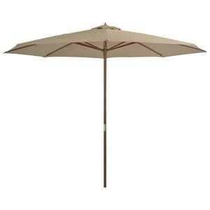 vidaXL Parasol d'ext&eacute;rieur avec m&acirc;t en bois 350 cm Taupe