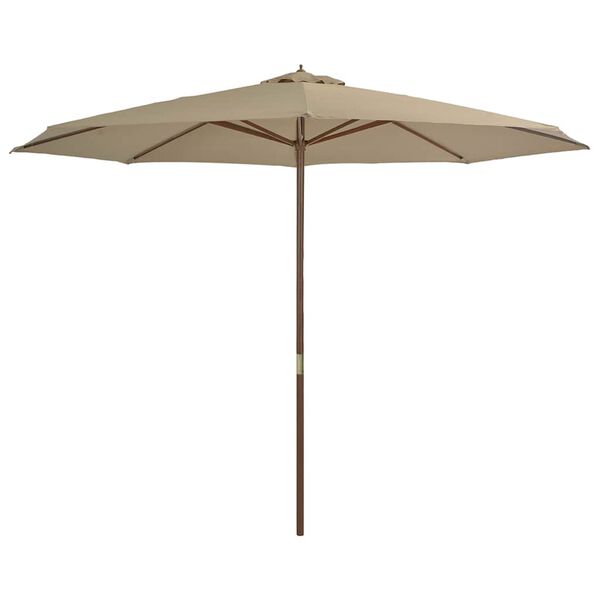 vidaXL Parasol d'ext&eacute;rieur avec m&acirc;t en bois 350 cm Taupe