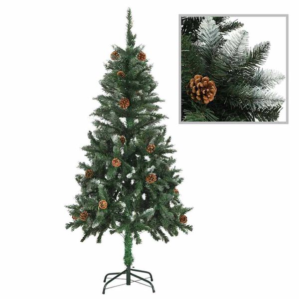 vidaXL Arbre de No&euml;l artificiel pr&eacute;-&eacute;clair&eacute;/boules pommes de pin 150cm