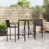 vidaXL Ensemble de bar de jardin 3 pcs noir r&eacute;sine tress&eacute;e