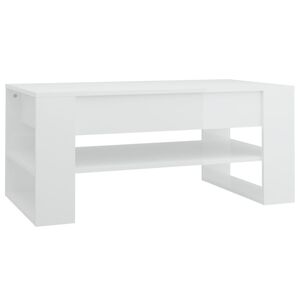 vidaXL Table basse blanc brillant 102x55x45 cm bois d'ing&eacute;nierie