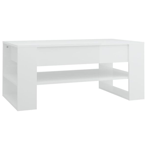 vidaXL Table basse blanc brillant 102x55x45 cm bois d'ing&eacute;nierie