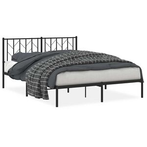 vidaXL Cadre de lit m&eacute;tal sans matelas avec t&ecirc;te de lit noir 150x200cm