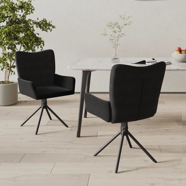 vidaXL Chaises pivotantes &agrave; manger lot de 2 Noir Velours