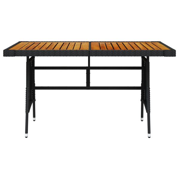 vidaXL Table de jardin Noir 130x70x72 cm R&eacute;sine tress&eacute;e et acacia