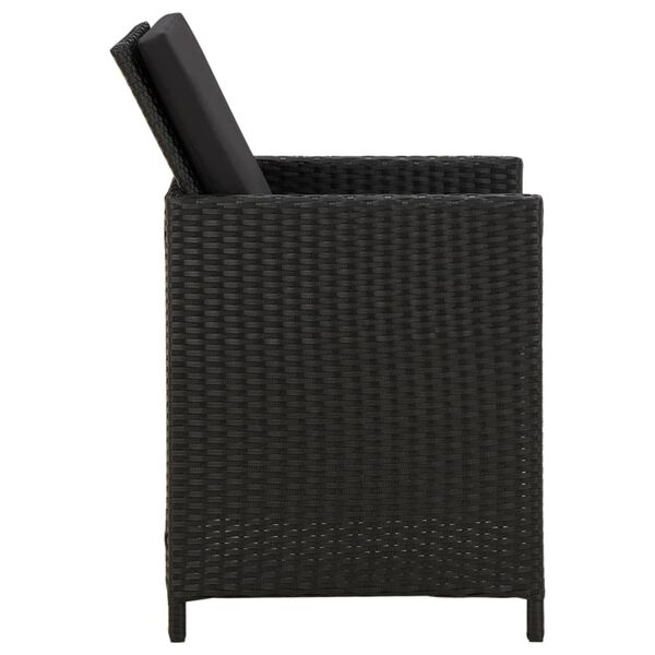 vidaXL Chaises de jardin avec coussins lot de 4 Résine tressée Noir