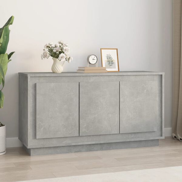 vidaXL Buffet gris béton 102x35x55 cm bois d'ingénierie