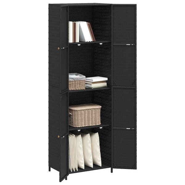 vidaXL Armoire de rangement de jardin Noir 59x40x180 cm R&eacute;sine tress&eacute;e