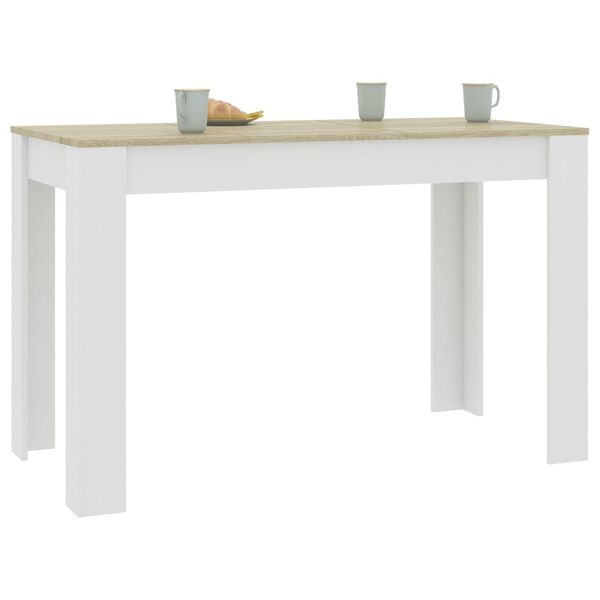 vidaXL Table &agrave; d&icirc;ner Blanc et ch&ecirc;ne sonoma 120 x 60 x 76 cm Agglom&eacute;r&eacute;
