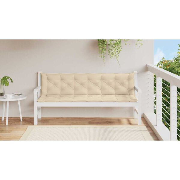 vidaXL Coussin de banc de jardin beige 200x(50+50)x7 cm tissu oxford