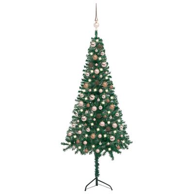 vidaXL Arbre de Noël artificiel d'angle LED et boules Vert 150 cm PVC