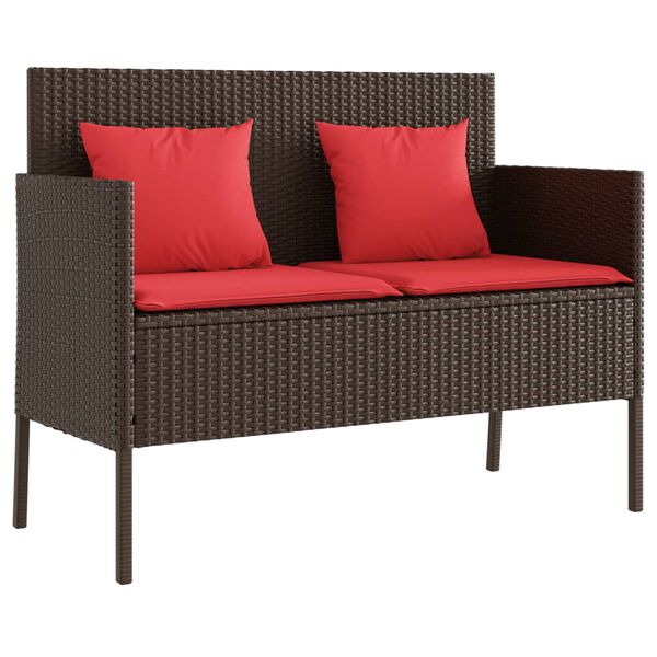 vidaXL Banc de jardin avec coussins marron résine tressée