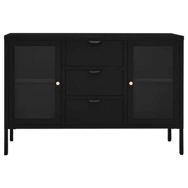 vidaXL Buffet Noir 105x35x70 cm Acier et verre trempé