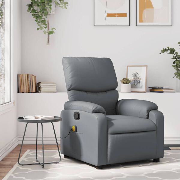 vidaXL Fauteuil de massage inclinable gris similicuir