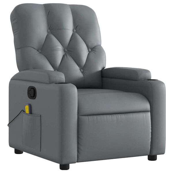 vidaXL Fauteuil de massage inclinable gris similicuir