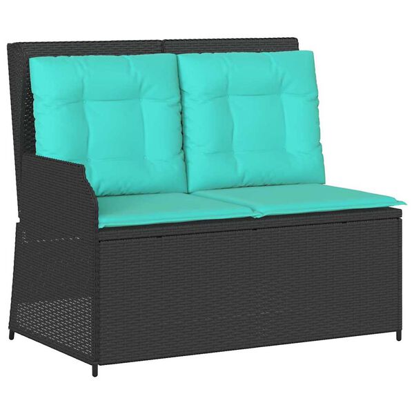 vidaXL Banc de jardin avec coussin Noir Poly rotin