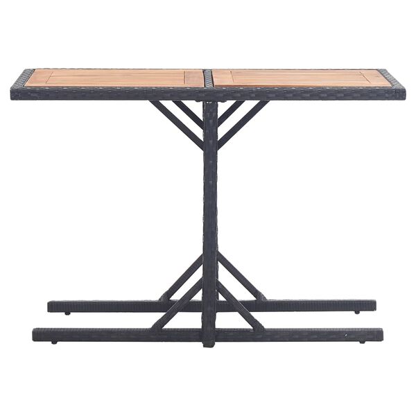 vidaXL Table de jardin Noir Bois d'acacia solide et r&eacute;sine tress&eacute;e