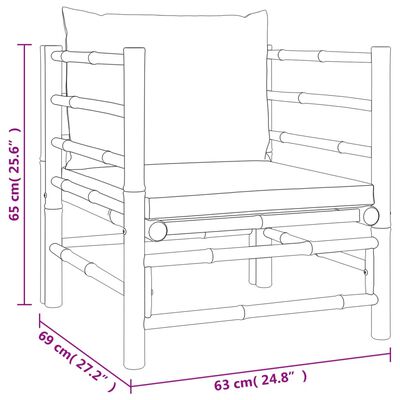 vidaXL Salon de jardin 5 pcs avec coussins vert bambou