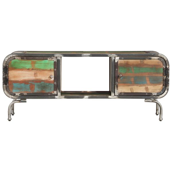 vidaXL Meuble TV Multicolore 110x30x42 cm Bois de r&eacute;cup&eacute;ration solide