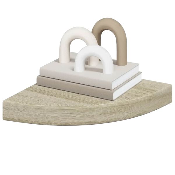 vidaXL &Eacute;tag&egrave;res d'angle flottantes 2 pcs ch&ecirc;ne 25x25x3,8 cm MDF
