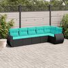 vidaXL Salon de jardin 6 pcs avec coussins noir r&eacute;sine tress&eacute;e
