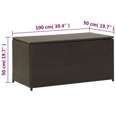 vidaXL Boîte de rangement de jardin résine tressée 100x50x50 cm marron