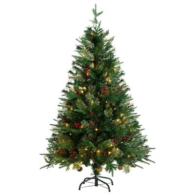 vidaXL Sapin de Noël pré-éclairé et pommes de pin vert 120cm PVC et PE